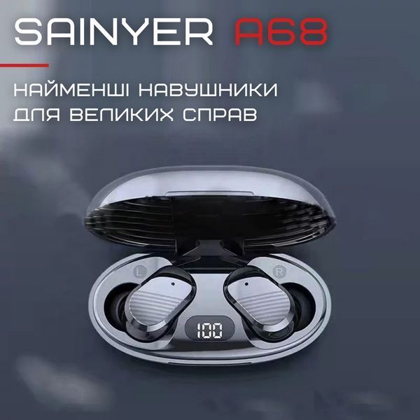 Бездротові Bluetooth Навушники Вкладиші TWS Вакуумні з Вбудованим Чіпом JL Sainyer А68 Чорні А68 фото