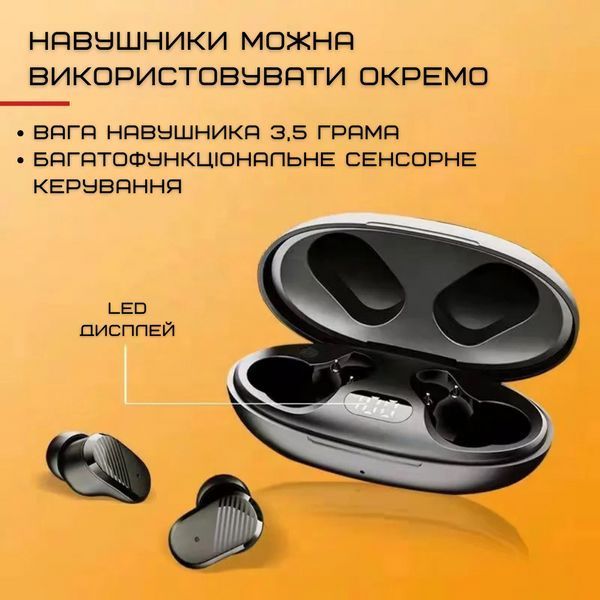Бездротові Bluetooth Навушники Вкладиші TWS Вакуумні з Вбудованим Чіпом JL Sainyer А68 Чорні А68 фото