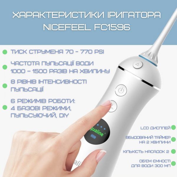 Портативний іригатор Полості Рта для дітей і Дорослих Бездротовий Професійний Дорожній Догляд для Зубів 5 IP-FC1596 фото