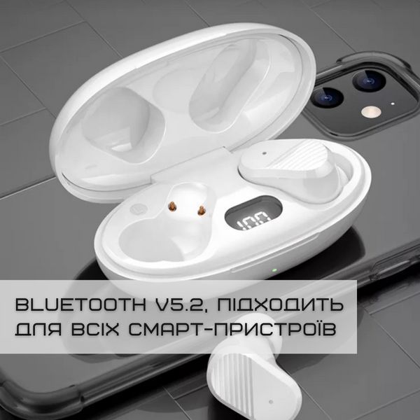 Бездротові Bluetooth Навушники Вакуумні Вкладиші IPX5 з вбудованим чіпом JL Sainyer A68 Білі А68 фото