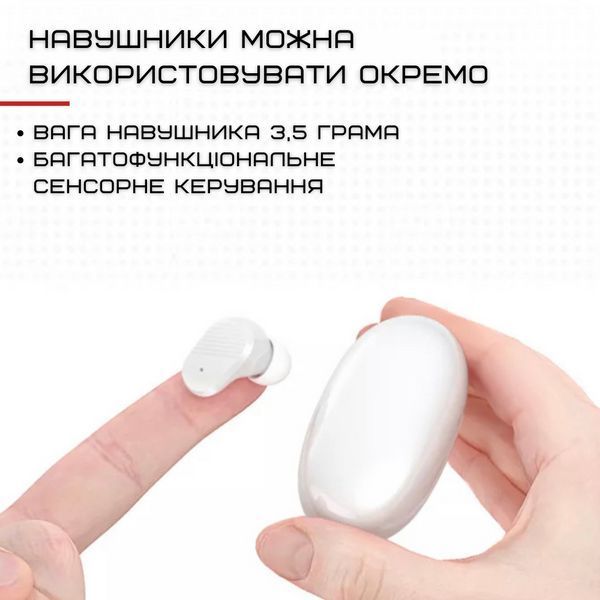 Бездротові Bluetooth Навушники Вакуумні Вкладиші IPX5 з вбудованим чіпом JL Sainyer A68 Білі А68 фото